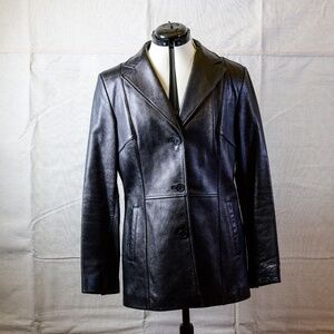 Kenneth Cole Reaction Black Leather Vintage suit-style Blazer